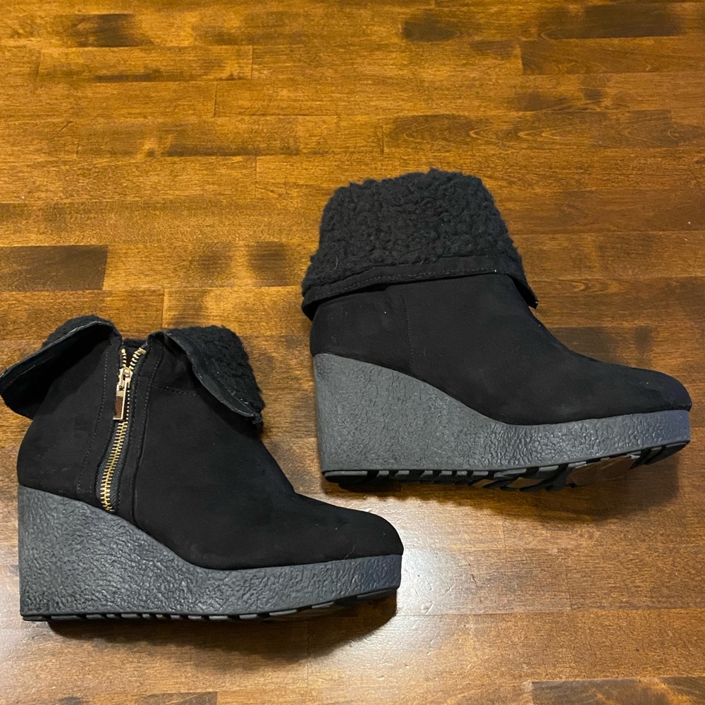 Bamboo Women’s Fold Over Platform Wedge Bootie